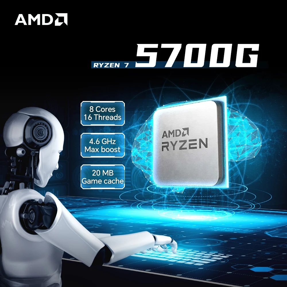AMD Ryzen 7 5700G جديد 8-Core 16-Thread DDR4 R7 5700G 65W 7NM L3=16M 3.8 جيجا هرتز معالج الألعاب المقبس AM4 ولكن بدون مروحة