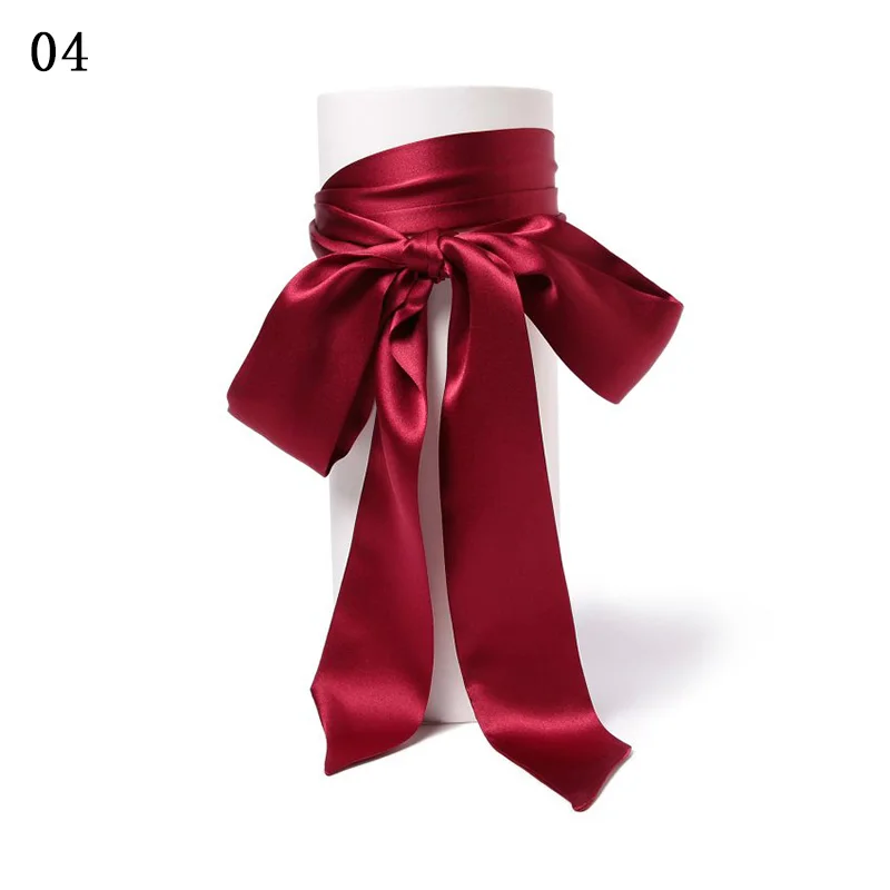 24 Colors 100% Real Silk Belt Women Long Japanese Obi Belt Lace Up Waistbands Wedding Satin Ribbon Cummerbund Corset Belt Scarf