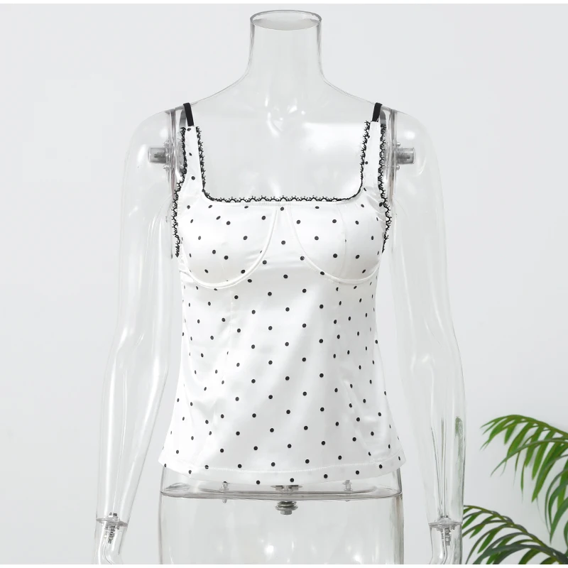 Vintage Polka Dot Backless Top Women