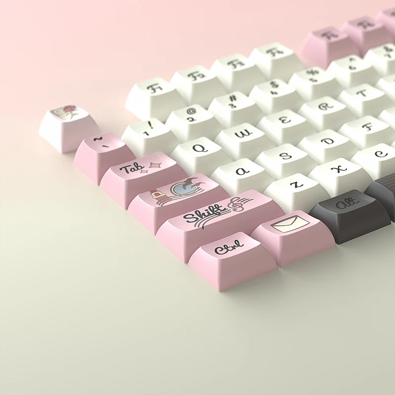 Memory record keycap five-sided sublimation process fog shadow black auspicious snake 142 keys mechanical keyboard split space