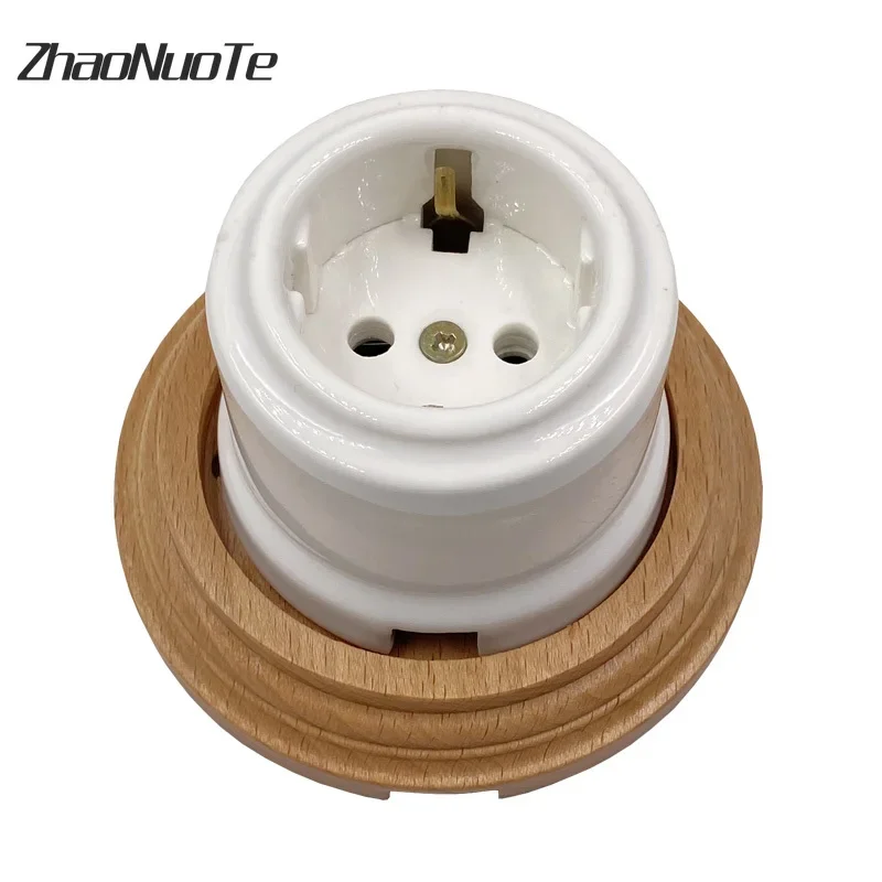 High Quality Retro European Ceramic Electrical Socket Wall Light Outlet EU Socket 16A 250V