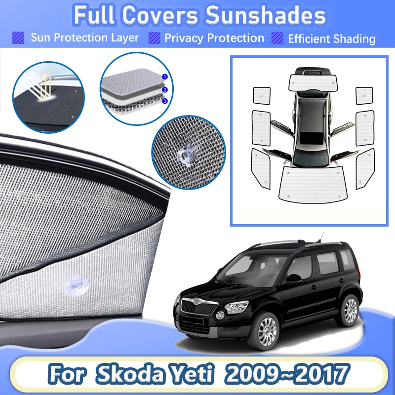 

For Skoda Yeti 2012 Accessories 2009~2017 5L Car Sun Visor Full Visor Windshield Retractable Protection Cover Car Accessories