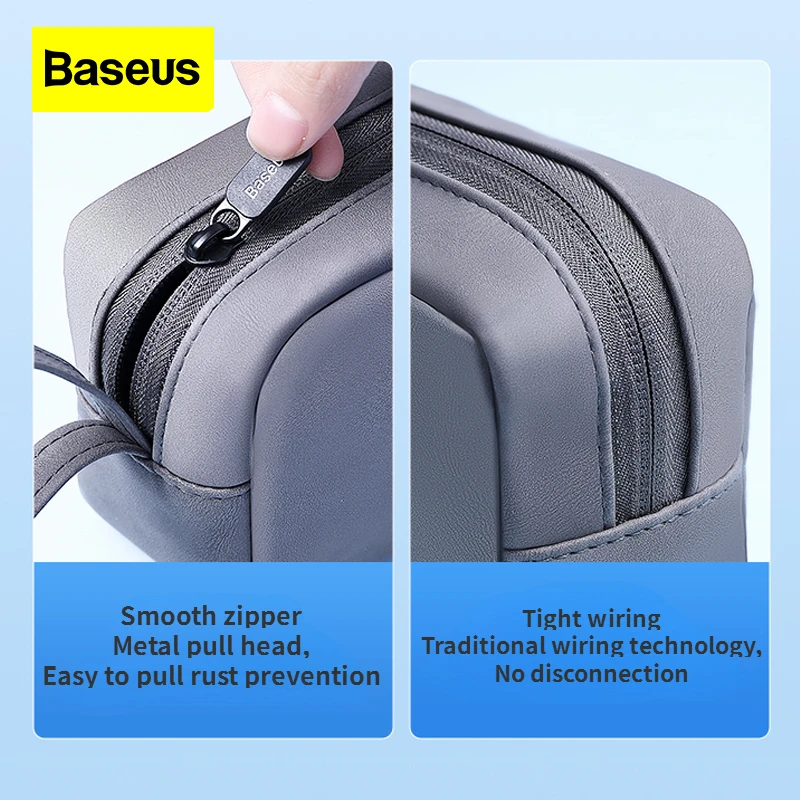 Baseus Data Cable Storage Bag impermeabile di grande capacità per il caricatore del Computer portatile da viaggio Mouse auricolare Storage Soft Wrap