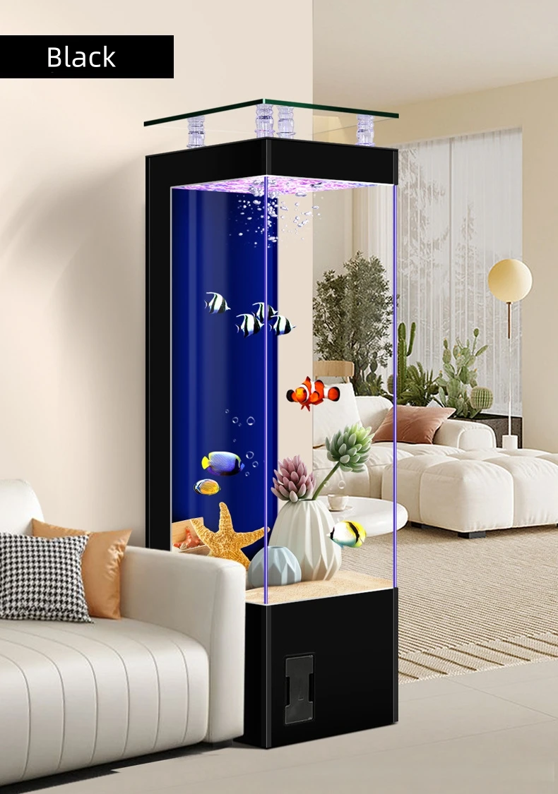 Float Glass Circulating Back Filtration Luxury Eco-Friendly Ultra Quiet Energy Saving Durable Living Room Rectangle Aquarium