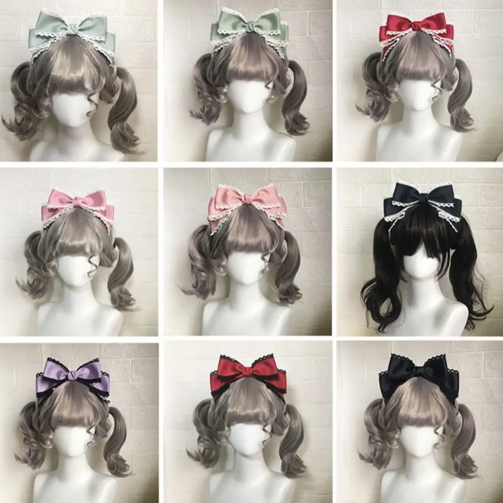 1PC Cute Lolita headband Bowknot Hair Clip Sweet Lolita Cosplay Headdress Lace Ribbon Hairpin Handmade Headwear Anime Hair Decor 2
