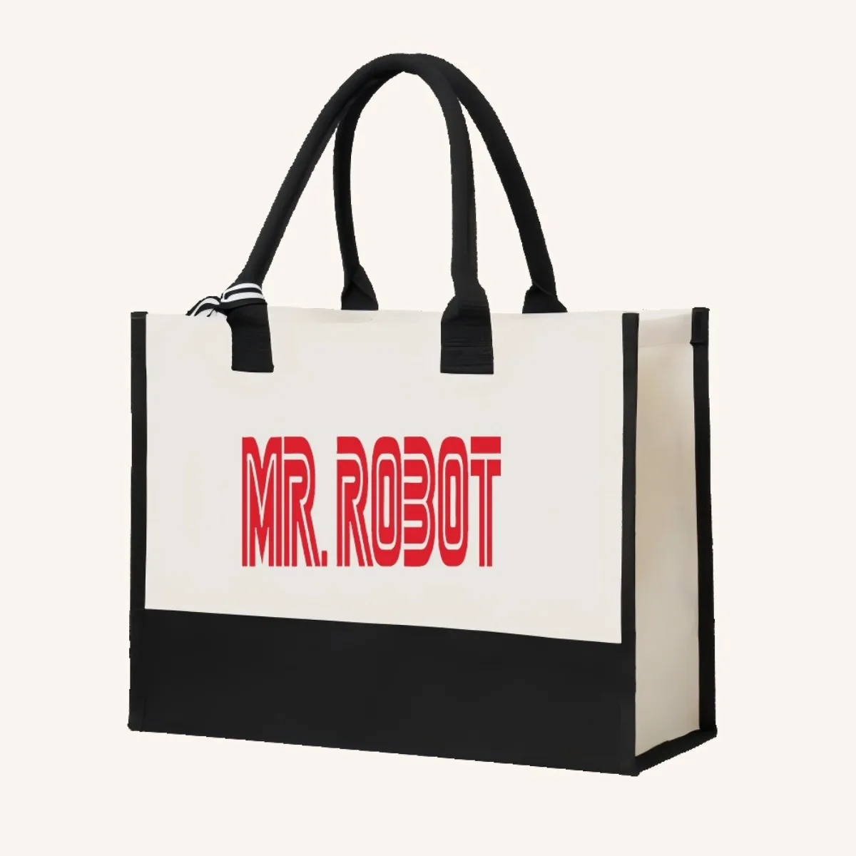 السيد. روبوت شعار 2026 وصول جديد موضة عملية واسعة قابلة لإعادة الاستخدام حمل حقيبة نمط طباعة 2 لهجة الثقيلة حقيبة كتف كبيرة #4