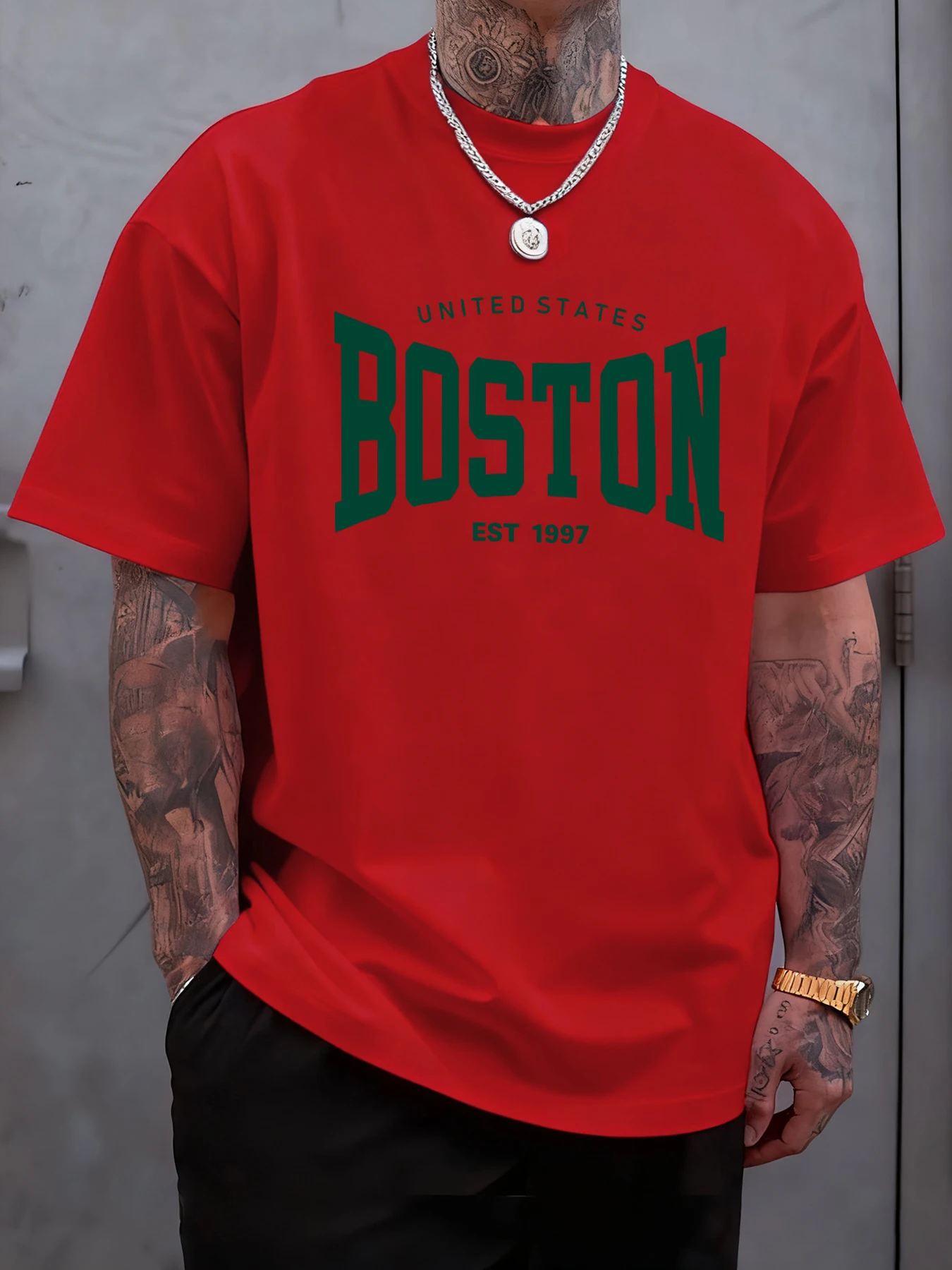 

Бостон США Est 1997, футболка с принтом, мужская мягкая хлопковая спортивная одежда, летние футболки с круглым вырезом, свободные футболки с коротким рукавом