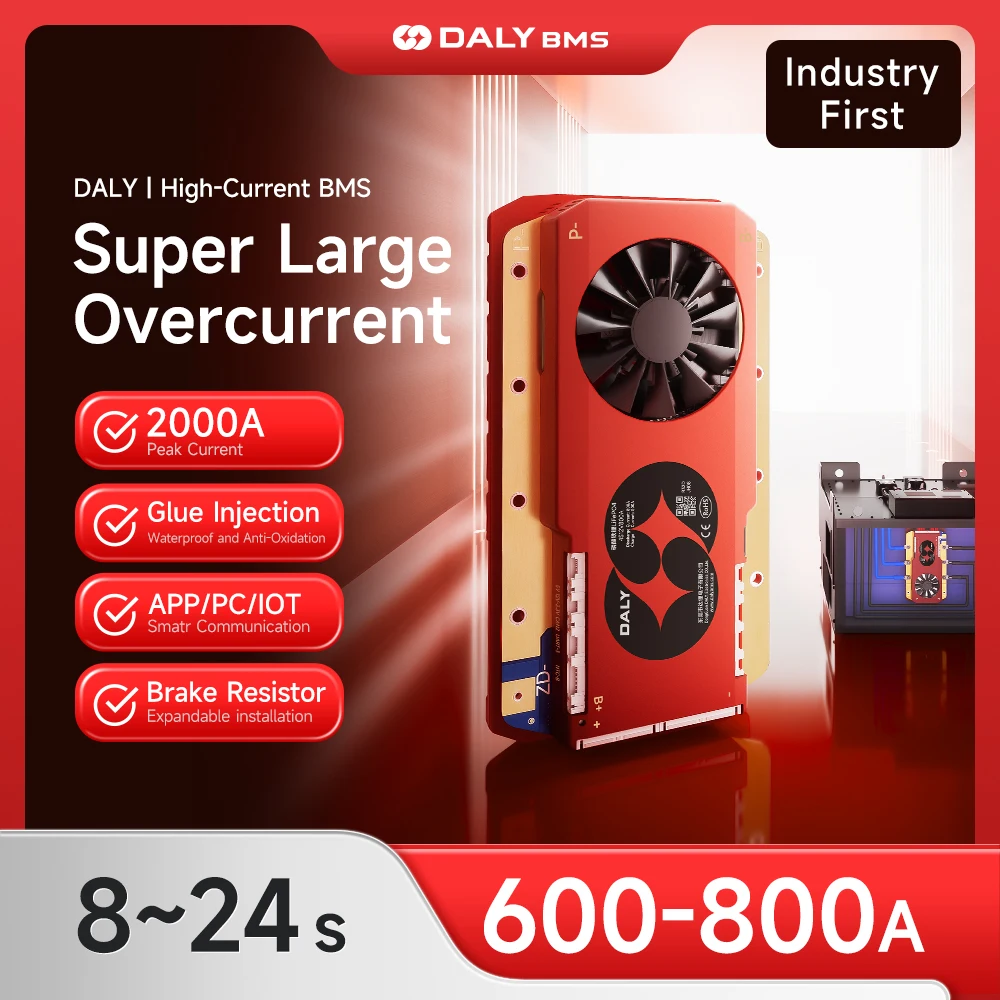 DALY BMS New High Current BMS 8S 13S 16S 600A 800A Peak Current 2000A for Forklift Home Energy Storage RV Sightseeing Vehicles