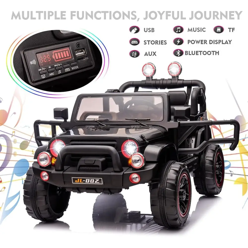 2-Seater Ride On Truck and Car Cover, 12V7AH Children's Electric Car W/Parental Remote Control, Music, LED Lights, Spring Suspen