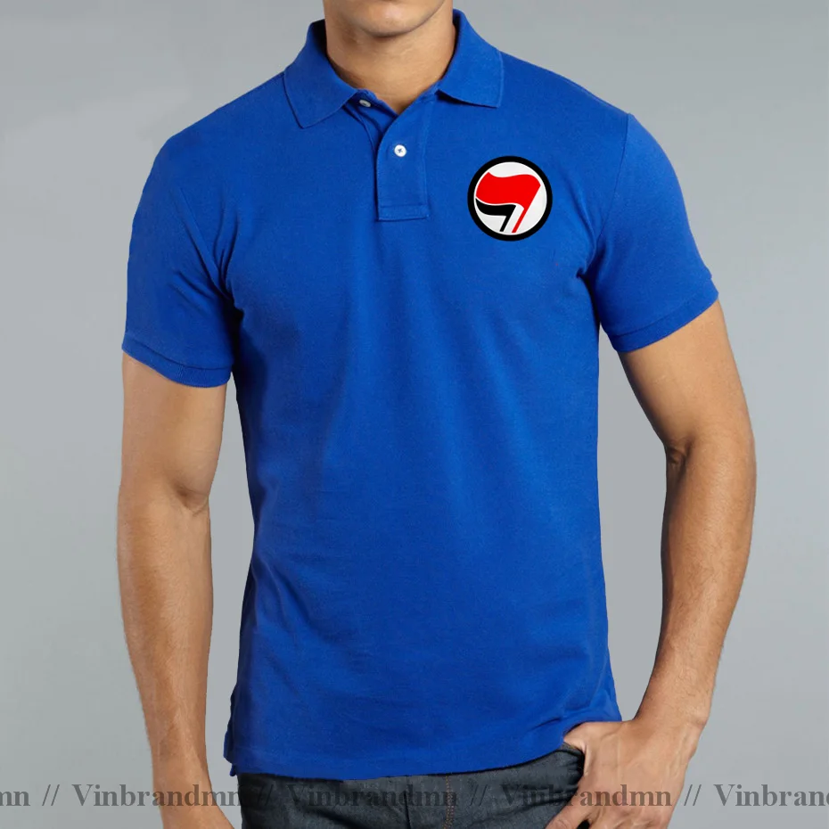 ANTIFA Antifascist Anarchy Anarchist Polo Shirts Peace Flag 3D Symbol Short Sleeve Polo Shirt Fashion Printed Tees Men's T-shirt