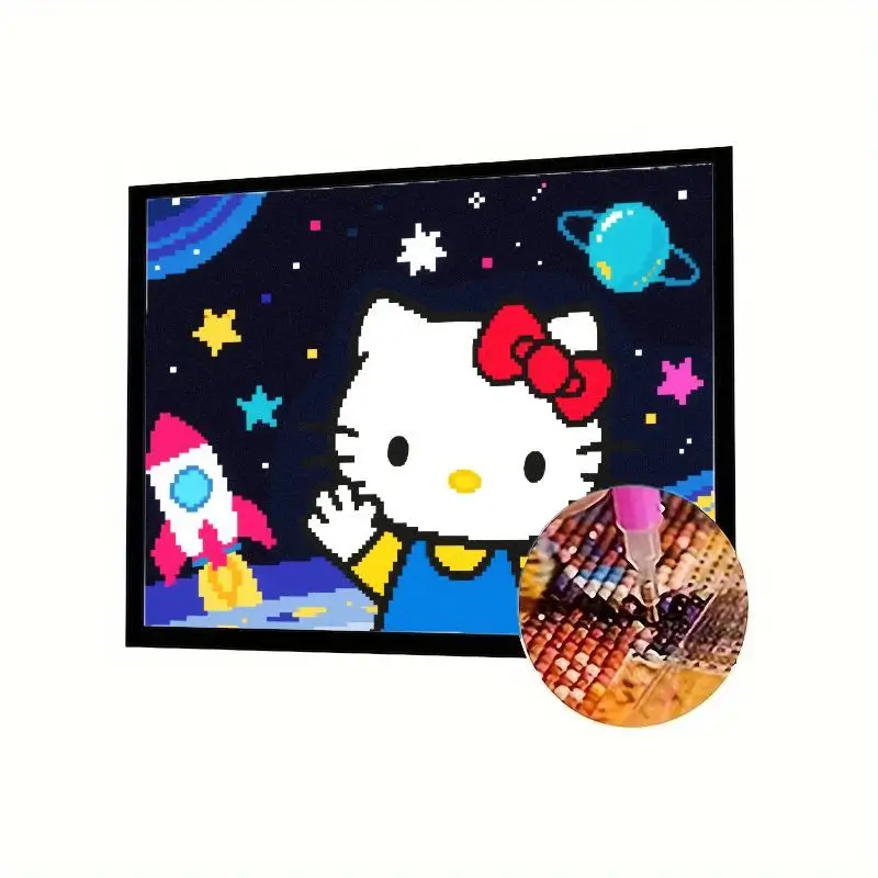 

1PC Cute Hello Kitty Space Adventure 5D Diamond Painting Kit - DIY Full Drill Pixel Art Craft for Kids Adults Home Wall Decor Re