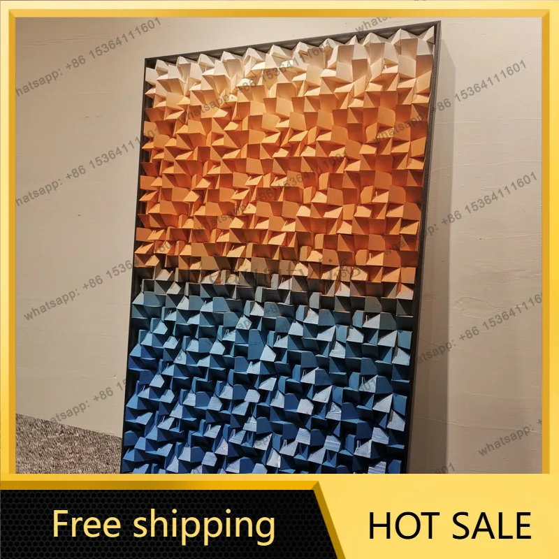 LJY 3D wood decorative painting three-dimensional wood block painting abstract entrance painting vertical plate