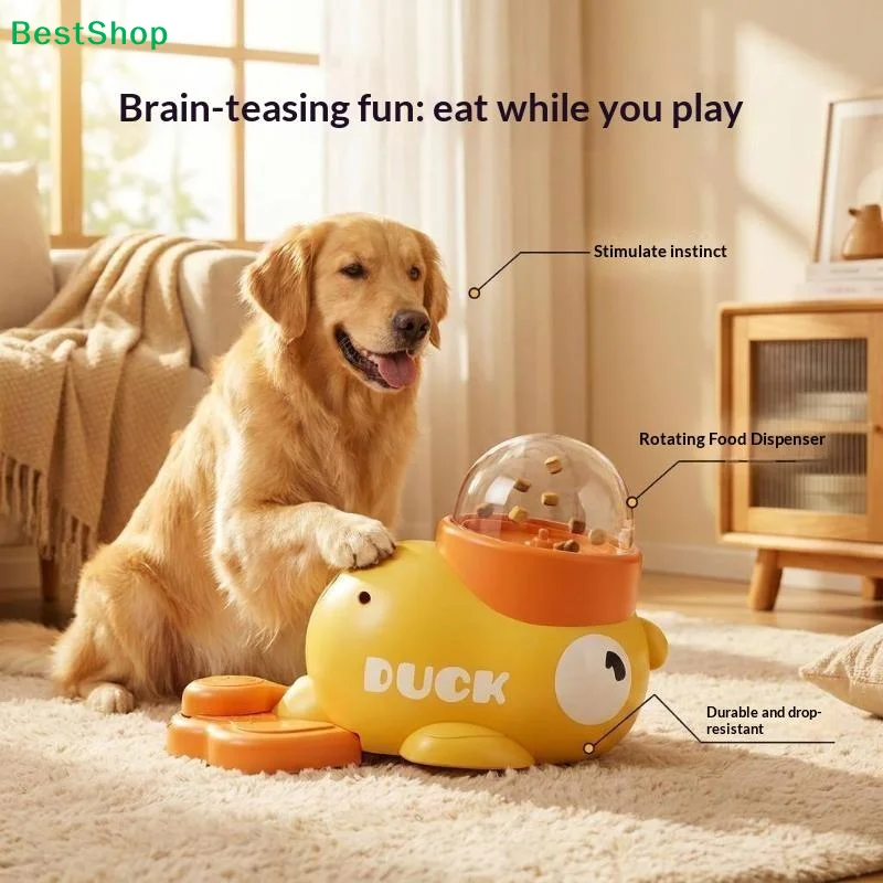 Pet Cat And Dog Toy, Little Yellow Duck Pattern, Pet Intelligence, Self-Entertainment, Food Transmitter, Leaky Food Toy