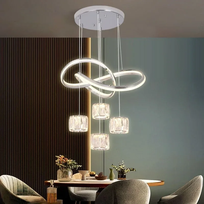 Light Luxury Restaurant Chandelier Four-head Modern Simple Dining Room Home Crystal Led Restaurant Lamp New Decorative Lamp