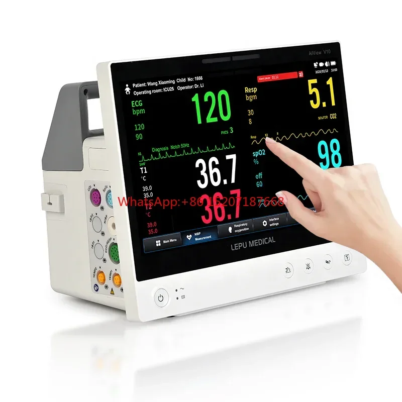 LEPU AI Telemedicine Remote Monitoring Device Price Telehealth Medical Multi Parameter ICU Cardiac Patient Monitor With Trolley