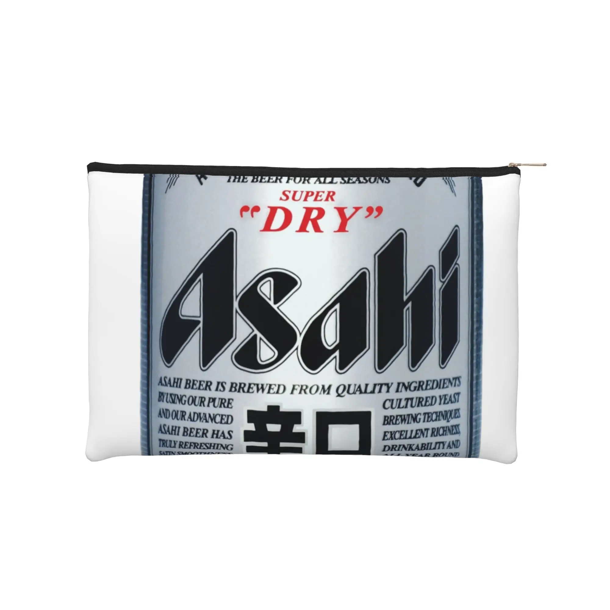 Bolsa de Maquillaje Plegable aAsahi Super Dry Karakuchi, Bolsa de Aseo aAsahi con Cierre, Bolsa de Cosméticos de Viaje
