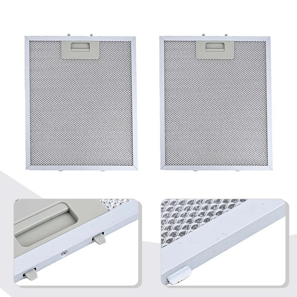 Cooker Hood Aluminum Filter Set of 2 for Range Hood Vent Applications with Multi-Layer Aluminized Filtration Design 414x256x9mm