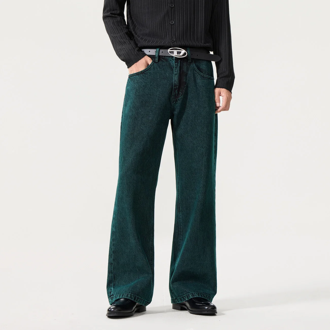 Vintage Denim Flared Pants Jeans Men Fashion Washed Denim Loose Casual Plus Size Streetwear Vibe Baggy Jeans Pants Trousers
