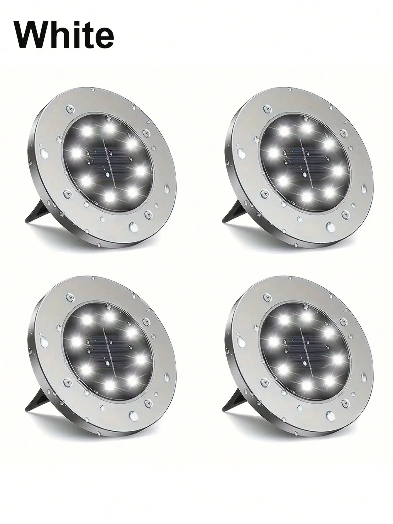 4 Packs Outdoor Solar Ground Lights: 8 LED Waterproof, fits Garden, Lawn, Pathway