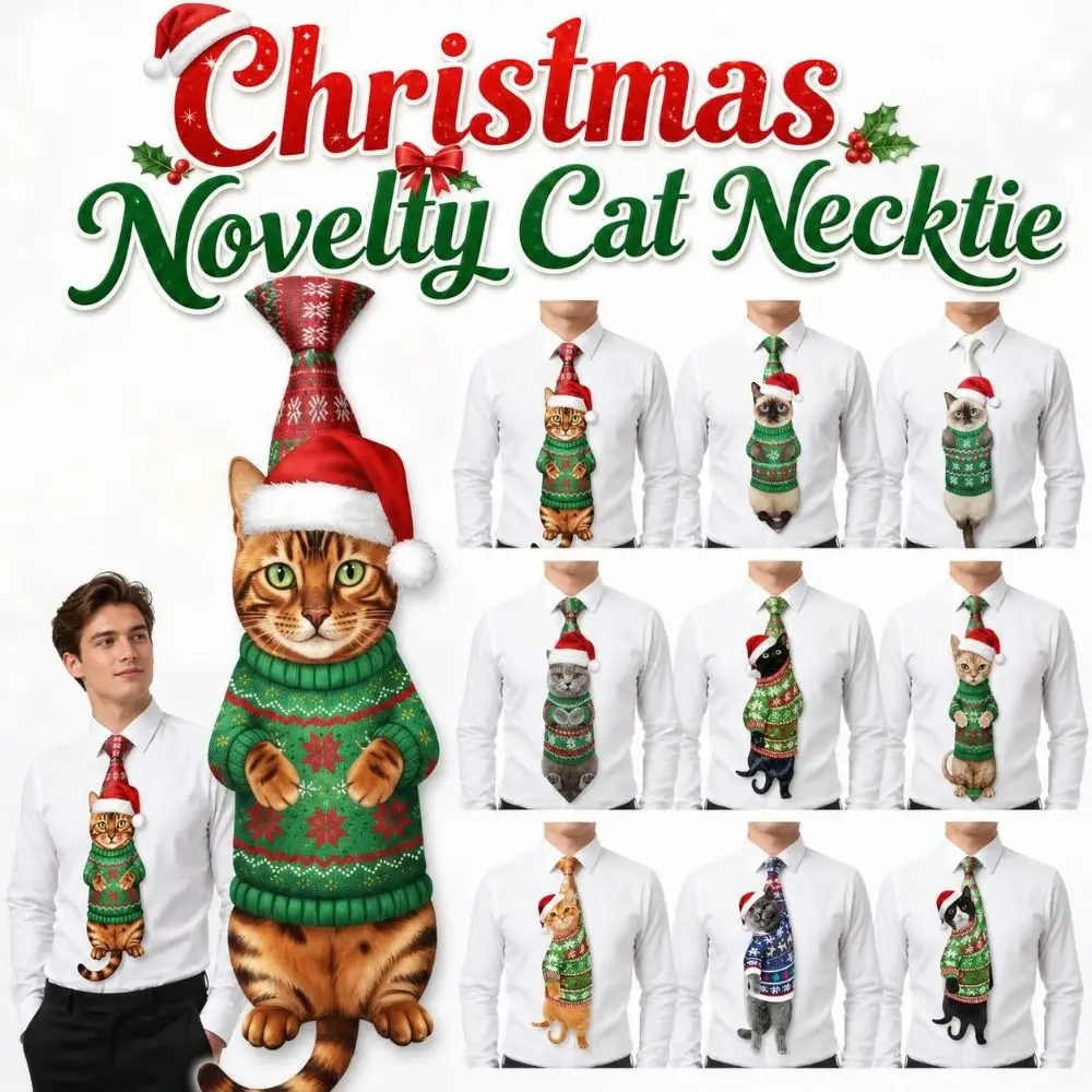 gravata-de-natal-com-estampa-de-gato-novidade-divertida-em-tecido-de-cetim-realista-com-estampa-animal-leve-para-festas-e-feriados