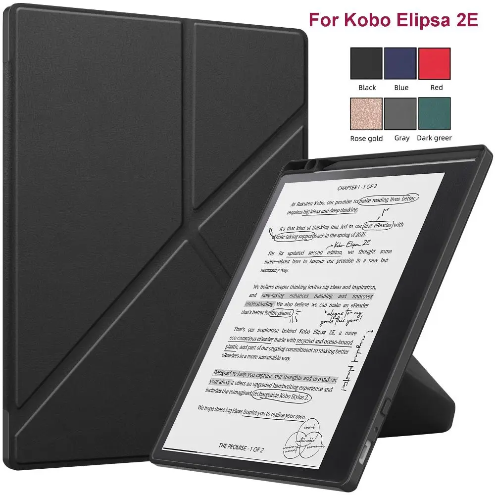 Auto Sleep/Wake 10.3inch E-Reader Case Foldable Stand Wear Resistant Smart Cover Shockproof Leather for Kobo Elipsa 2E