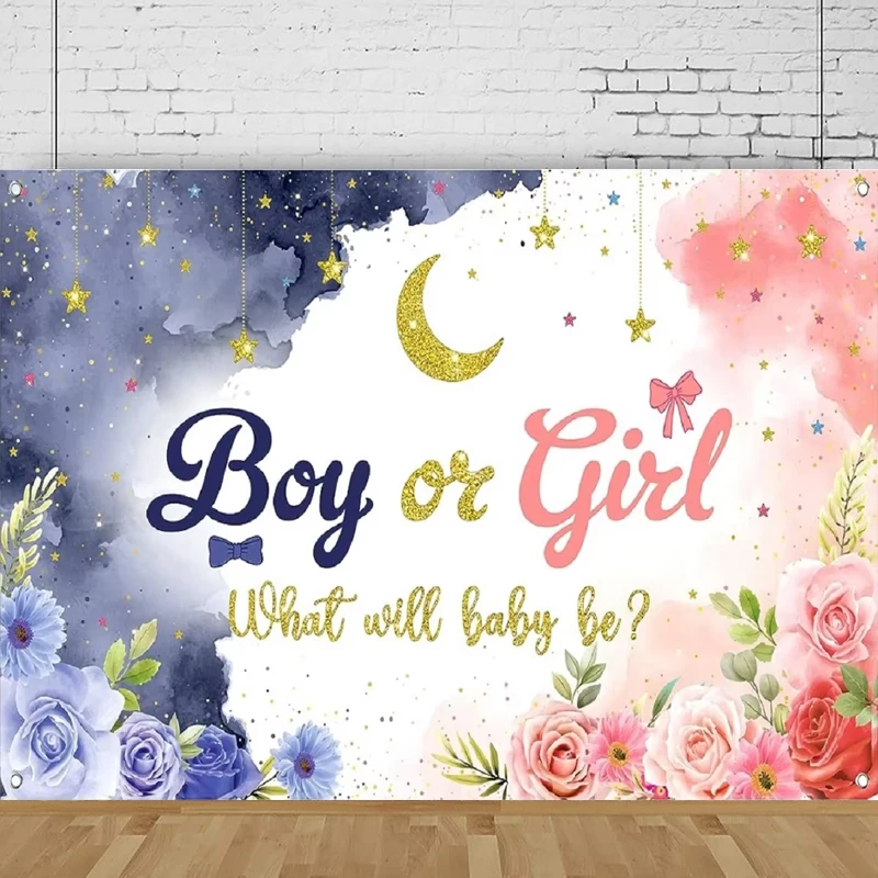 Photography Backdrop For Boy Or Girl Gender Reveal Party Interior Decoration Poster Background Banner