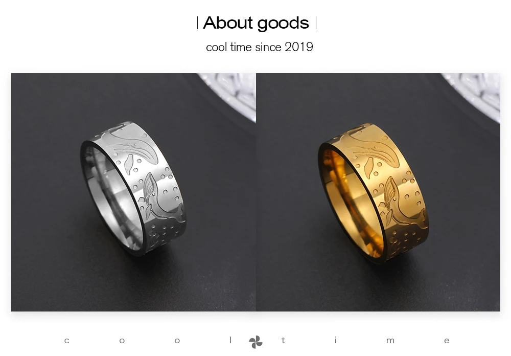COOLTIME Wal Ringe für Frauen Männer Edelstahl Gold Farbe Mode Niedlichen Tier Finger Ringe Party Schmuck Geschenk – Detail 3