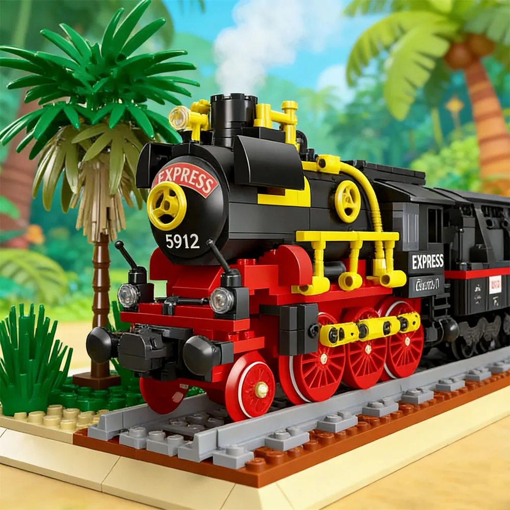 

59005 Bigboy Steam Train Model European Retro Track Railway Series Small Particle Assembly Toys Blocks Gift For Boys