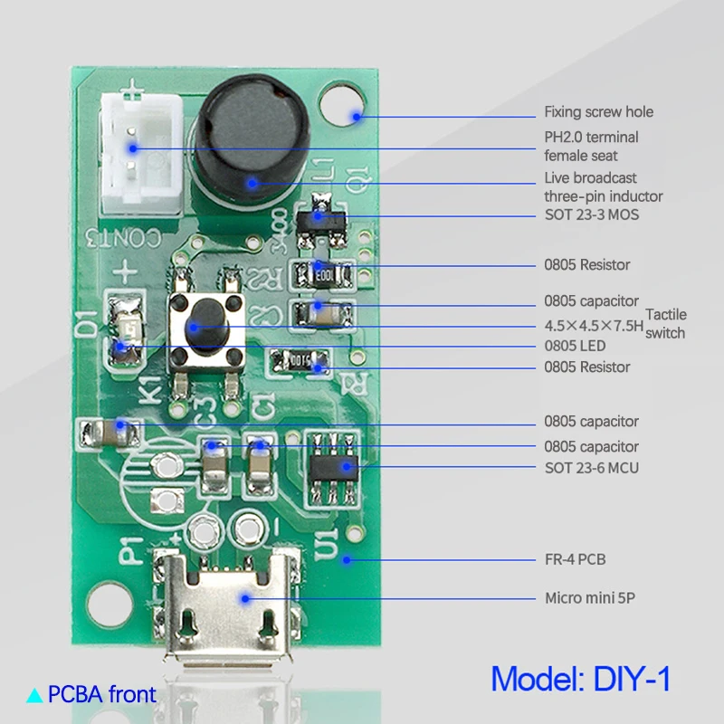 Mini Humidificateur USB, Analyste de Bricolage, Brumisateur, Pilote, Circuit Imprimé, Brumisateur, Atomisation, Film, Atomiseur, Feuille, Mini Osccorporelle, 1 Pièce