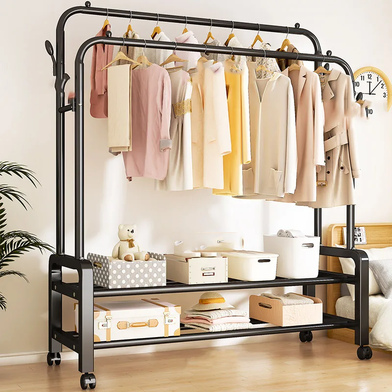 Non Slip Black Clothes Hanger Hooks Movable Thick Foldable Baby Drying Racks Organizer Space Saving Arara De Roupa Furniture