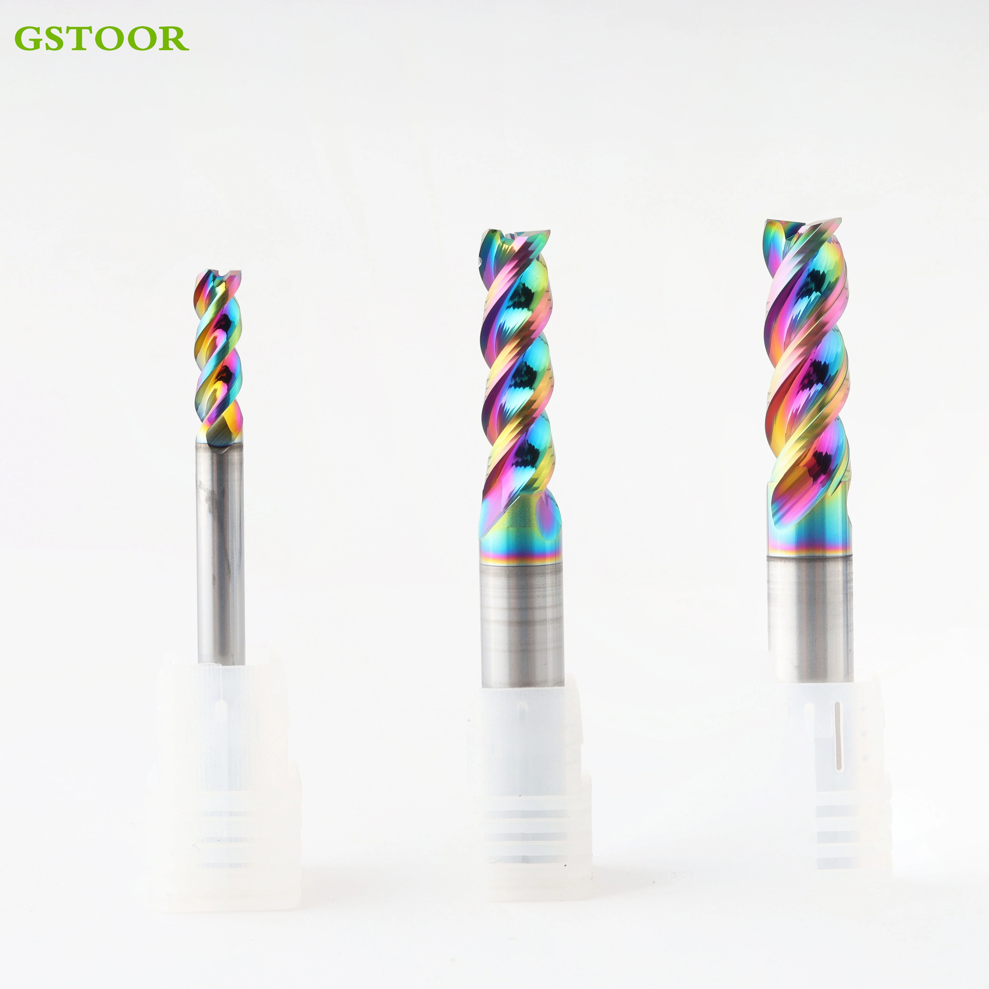 

HRC65 Цветное покрытие Высокоглянцевая алюминиевая фреза Специальная концевая фреза с ЧПУ с U-образной канавкой из вольфрамовой стали 3-зубая твердосплавная концевая фреза