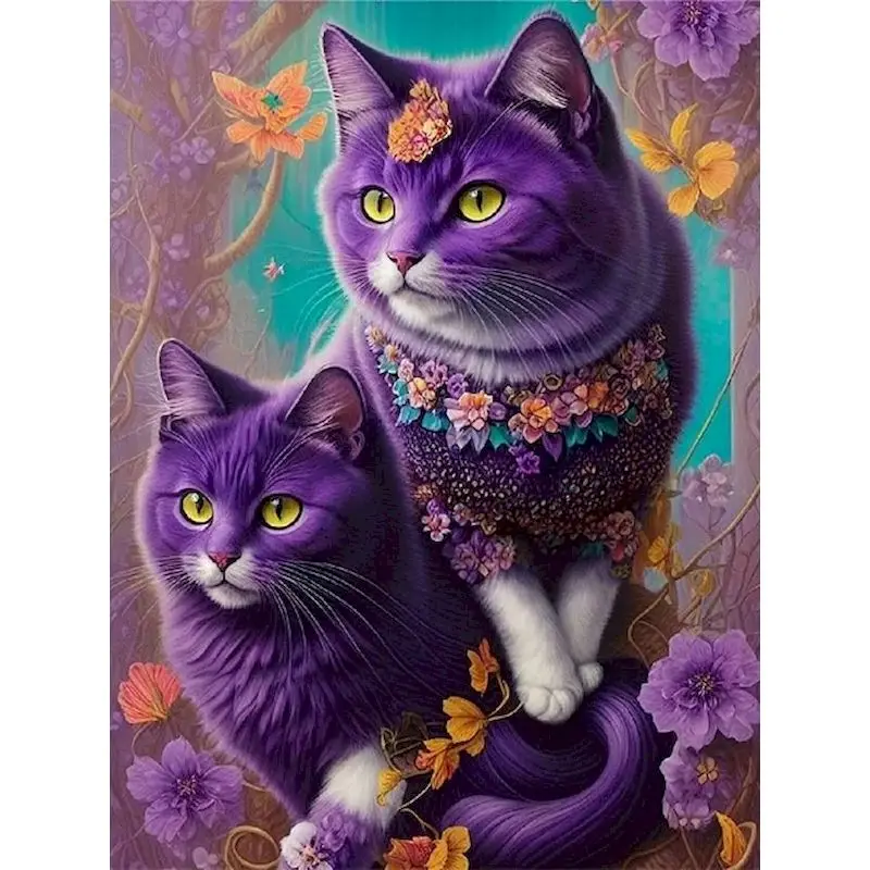 

CHENISTORY Painting By Number Purple Cat Handpainted Diy Picture By Number Aninal Drawing On Canvas Kits Home Decor