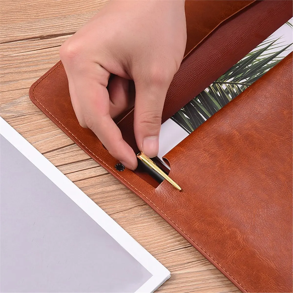 PROMOTION~ A5 Leather Document Storage Bag Folder Data Packet PU Business Bill File Bag School Office Supplies