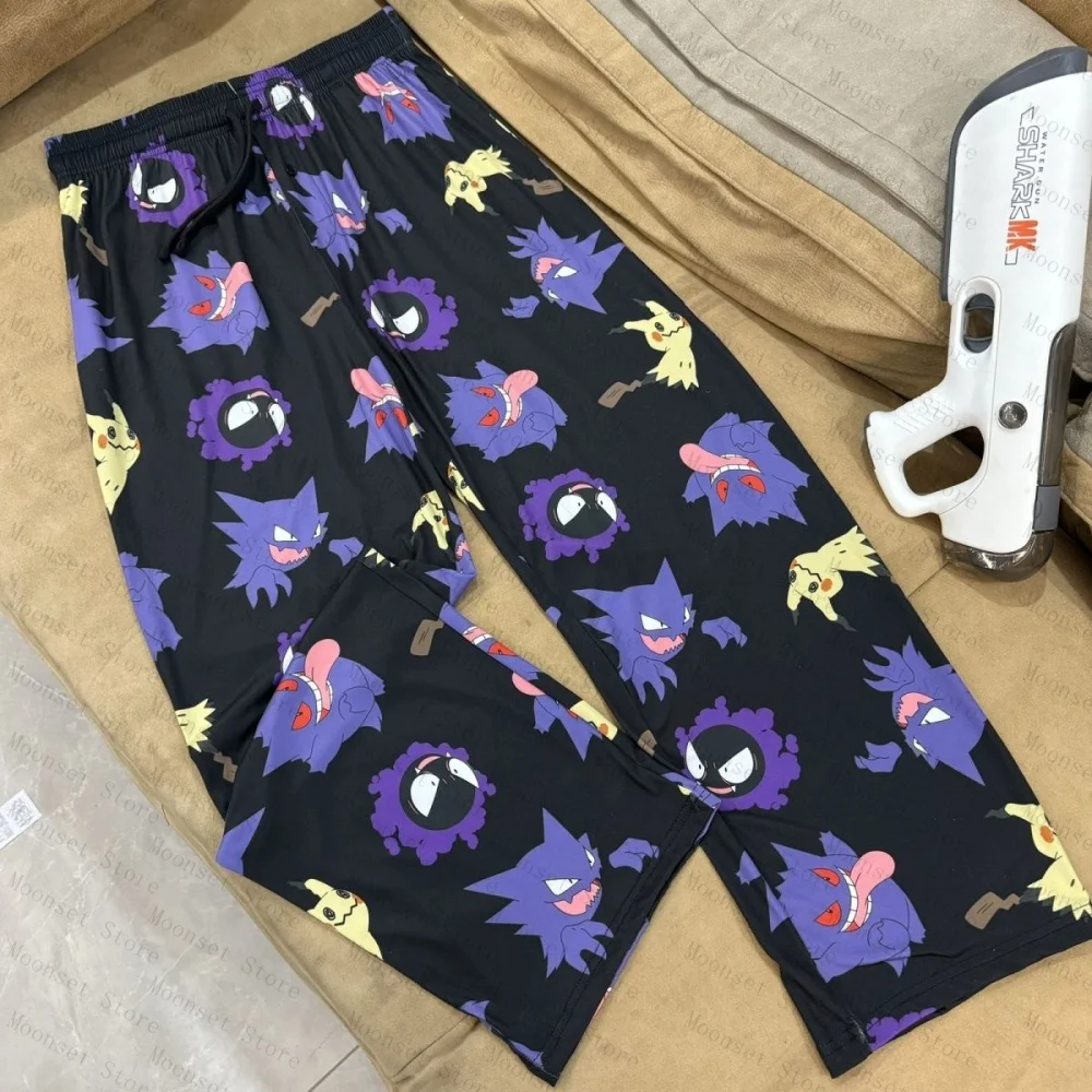 

2026 карманный монстр Пикачу с принтом для взрослых и детей, широкие пижамные штаны, одинаковые комплекты для всей семьи, летние быстросохнущие удобные