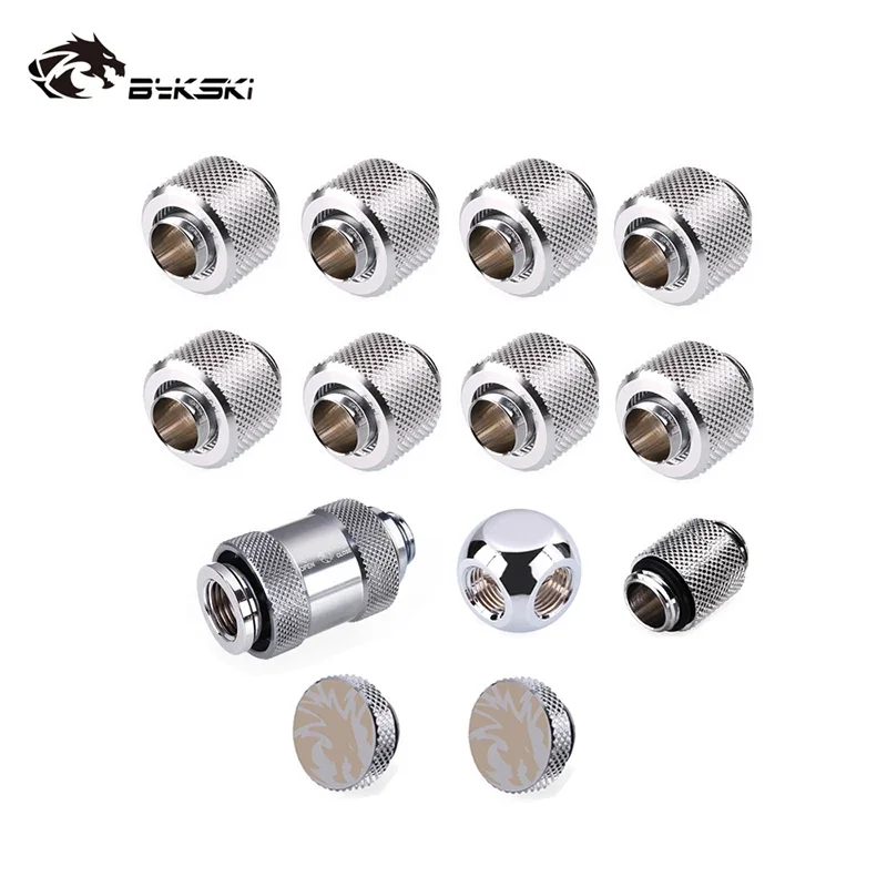 Bykski Water Cooling Fittings for PC G'1/4 Plug 3-Way Connectors External Thread for Hose Tube 360 Degree Rotary Connectors Pipe