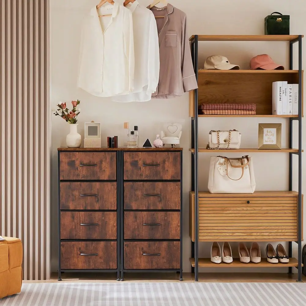 

Dresser For Bedroom With 4 Drawers, Storage Drawers, Skinny Fabric Storage Tower, Tower Organizer Unit, Chest Of Drawers With W