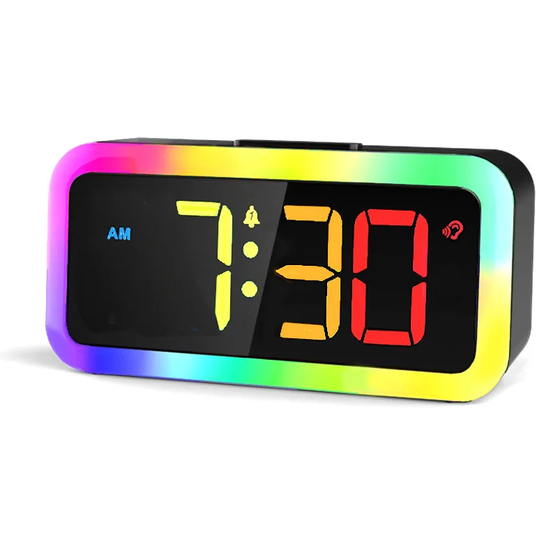 IED Digital Alarms Clock Colorful Alarm Clocks Desktop Voice-activated Electronic Clock Children's Desk Electronic Alarm Clocks