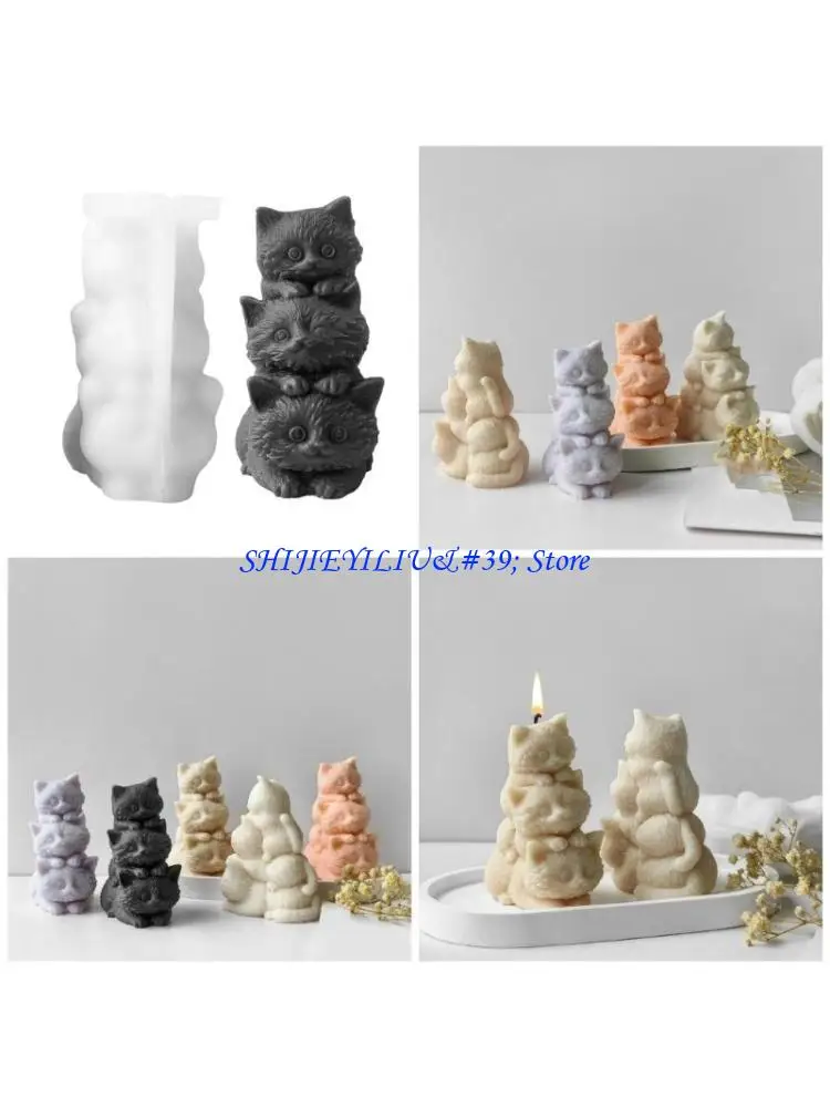 

E21F Creative Cats Designs Sturdy Silicone Mold for Elegant Holder Making