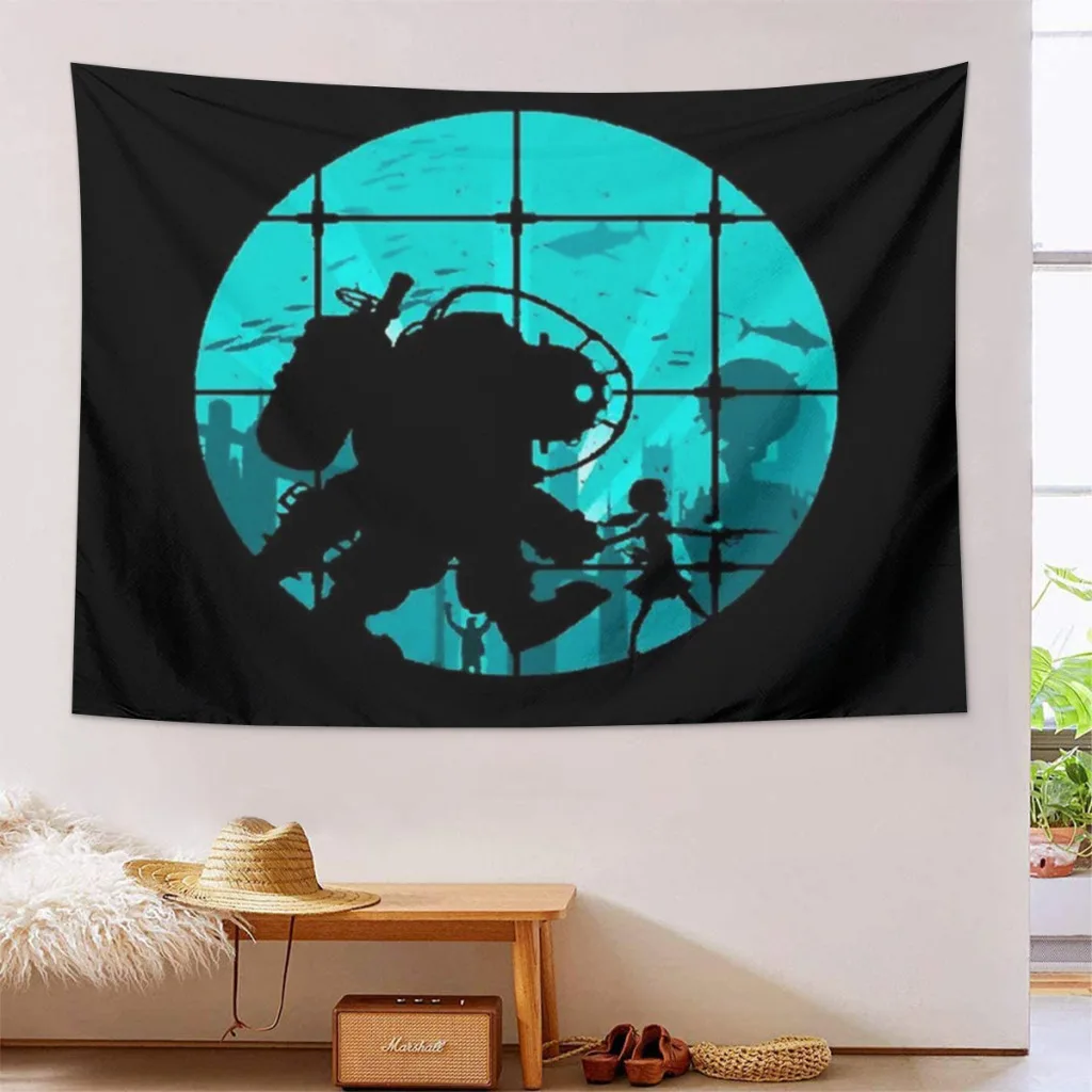 

Home Decoration Tapestry Bioshock Blue Tapestry Wall Art Tapestries Room Decors