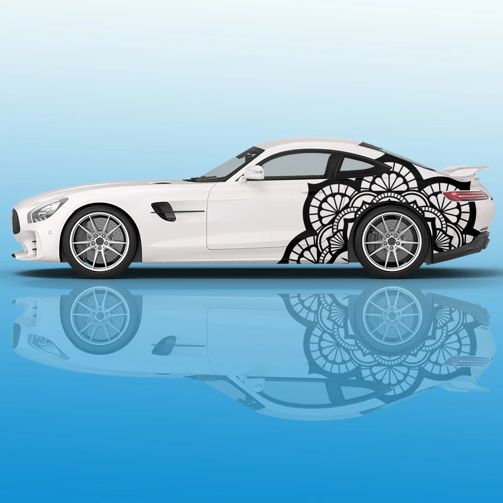 ماندالا التصميم الجرافيكي ملصقات السيارات الرسومات الجانبية تعديل السيارات اكسسوارات الألم سباق السيارات الشارات ملصقات
