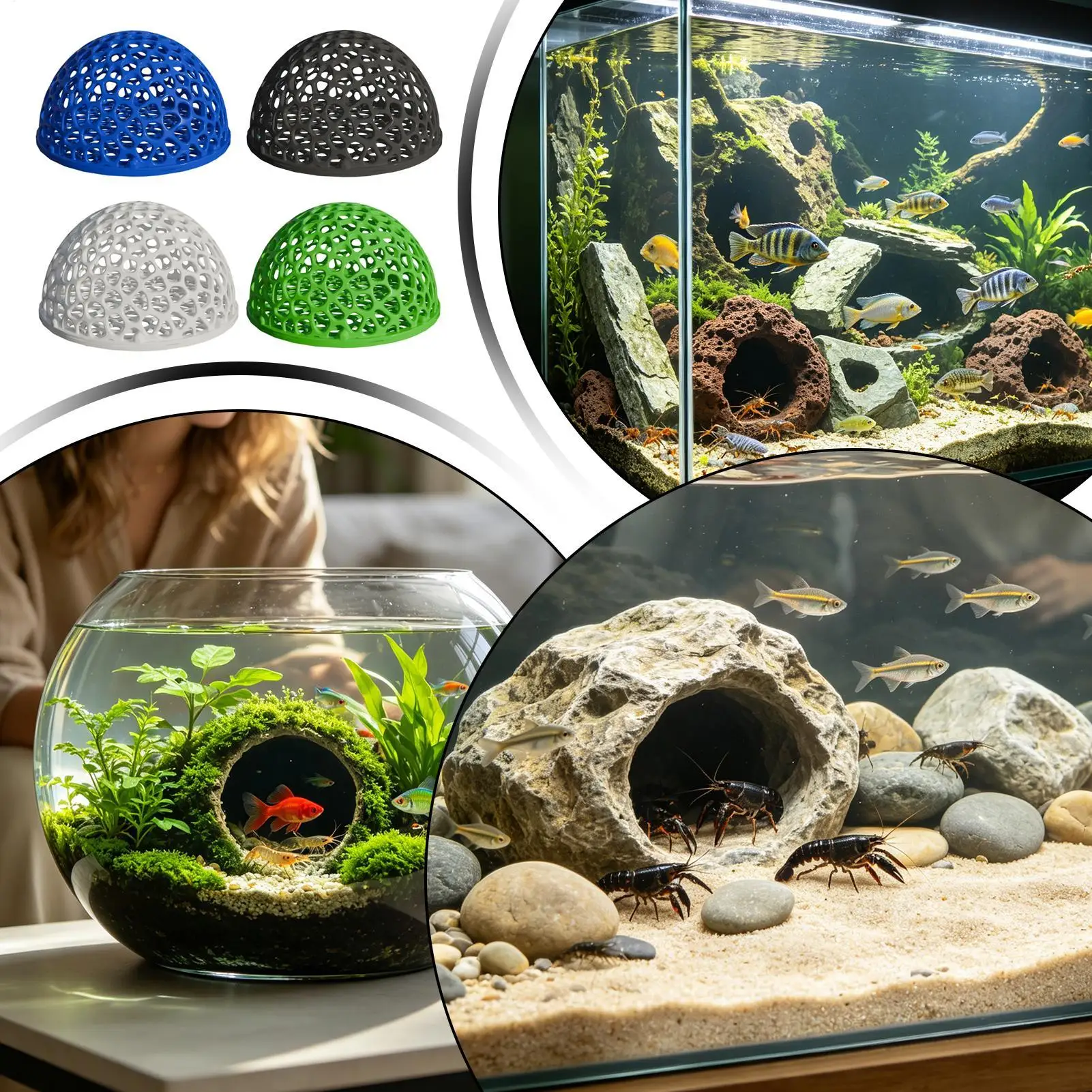

Shrimp Hides For Aquarium 4 Pieces Hiding Hole Tunnel Shelter Decorations Detachable Fish Tank Cave Hideouts For Hiding Resting