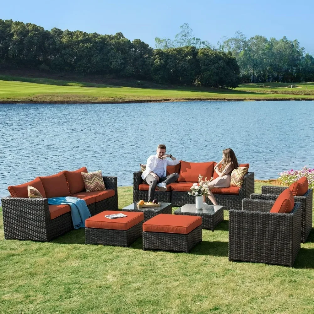 Outdoor Patio Sofa,12 Pieces Outdoor Conversation Set,with Thick Cushions,garden Furniture Sets