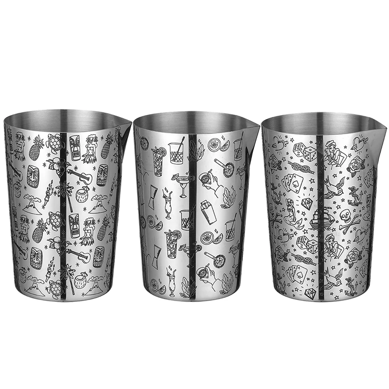800 ml metalowy kieliszek do mieszania koktajli - metalowy bar ze stali nierdzewnej, dzbanek do mieszania z wytrawionym wzorem