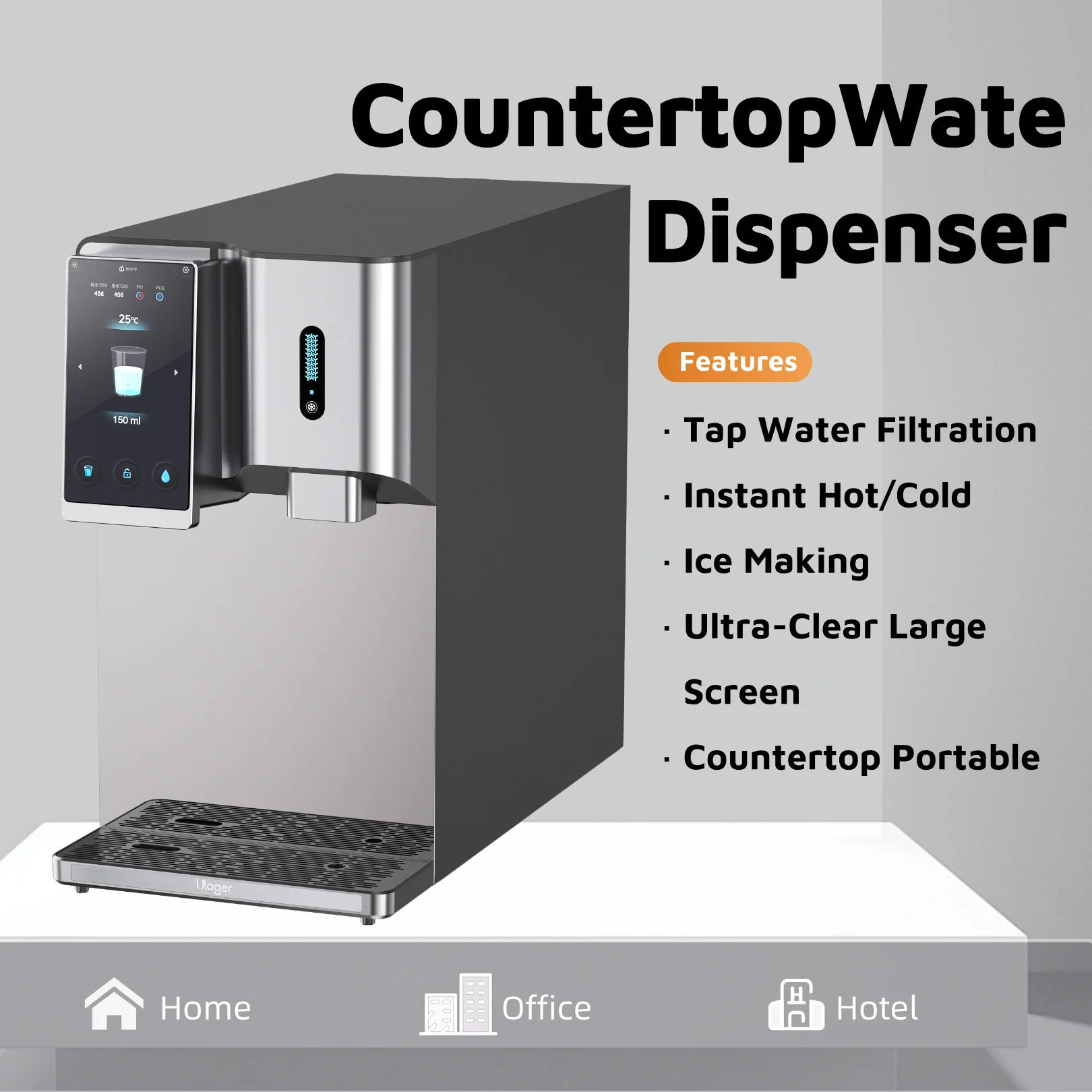 Hot and Cold Water Dispenser with Ice Maker Multiple Temperature Options for Household and Hotel Use