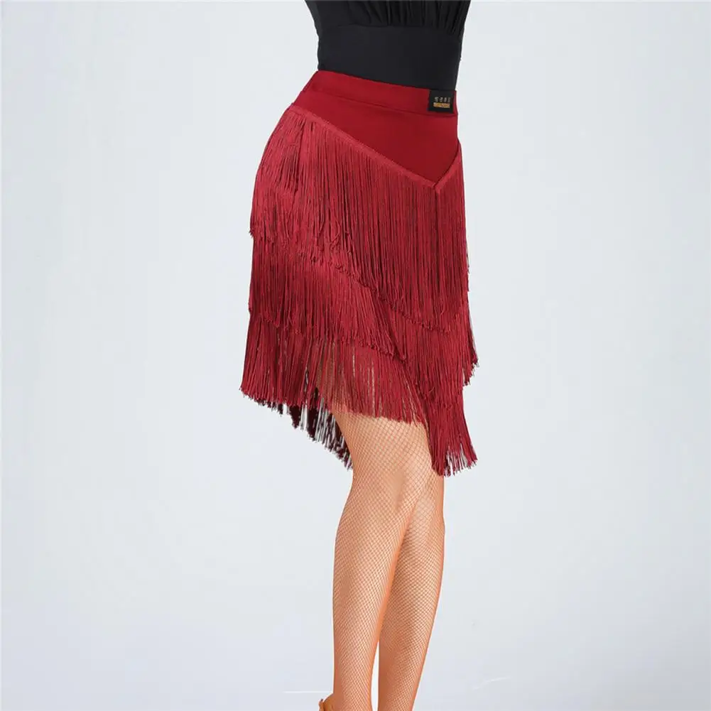 

Elegant Fringed Skirt Fringed Short Skirt Elegant High Waist Latin Dance Tassel Skirt for Women Professional Dance Training