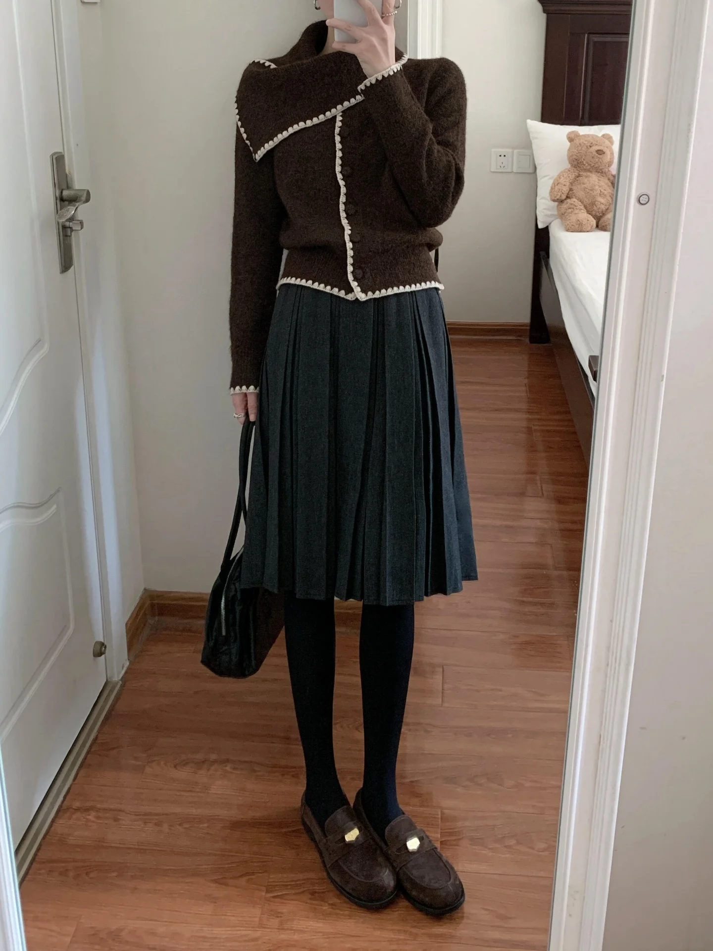 릴리스토 빈티지 컬러 블로 스웨터 여성용 레이지 슬레 니트 탑 겨울 디자인 네 스카프 롱 스웨 레귤러 핏