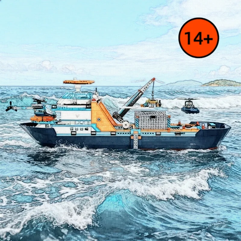 

815PCS Arctic Research Ship Model Building Blocks City Series MOC-60368 Creative Assembly Bricks Home Decor Toys Christmas Gifts