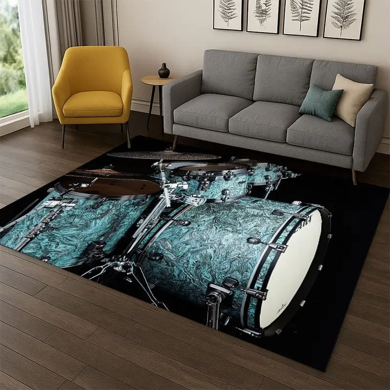 Drum Kit Drum Set Music Instruments Carpet Rug for Bedroom Living Room Sofa Playroom Doormat Home Decor,Kid Area Rug Non-slip
