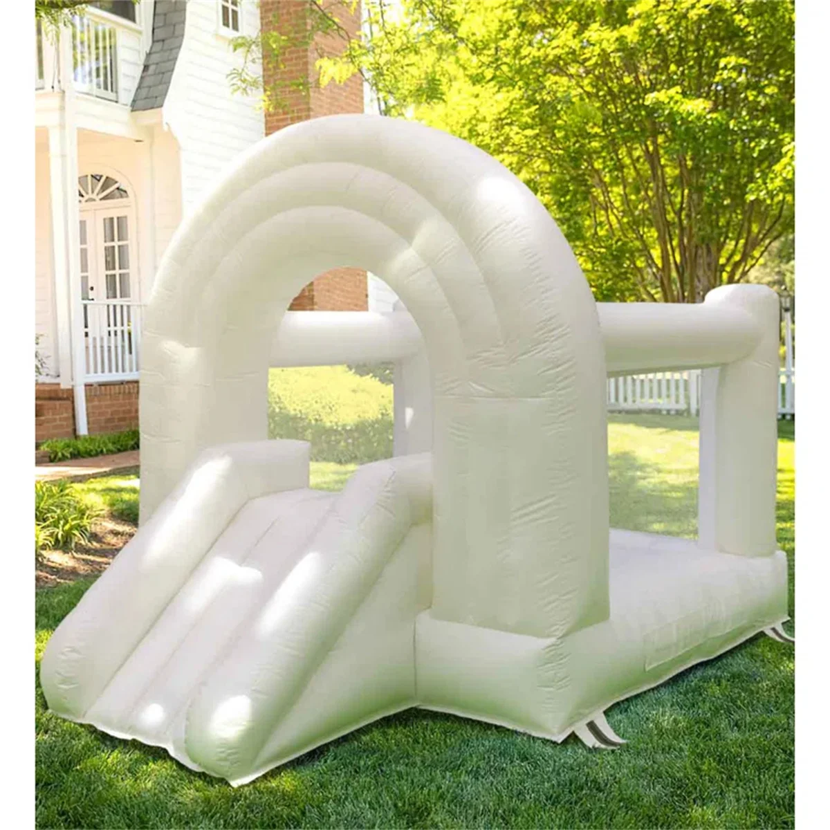 

8 x 10ft White Bounce House PVC Jumping Bounce Castle with Slide and Air Blower