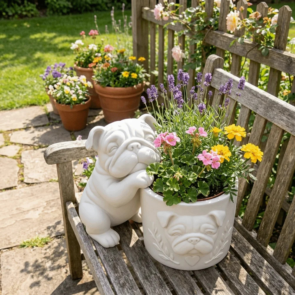 3D Printed Dog Shaped Planter Pot Animal Shaped Funny Dog Succulent Planter Handmade Cute Storage Flower Pot Garden Decoration